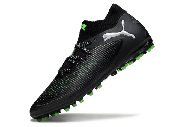 Puma Future Z Black Green Ribbed Synthetic Upper Knit Ankle Collar Firm-Ground Soccer Shoes 3