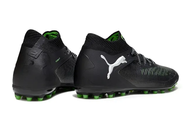 Puma Future Z Black Green Ribbed Synthetic Upper Knit Ankle Collar Firm-Ground Soccer Shoes 5