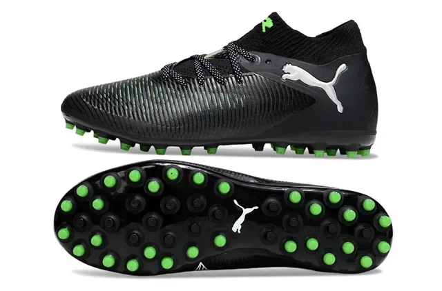 Puma Future Z Black Green Ribbed Synthetic Upper Knit Ankle Collar Firm-Ground Soccer Shoes 6