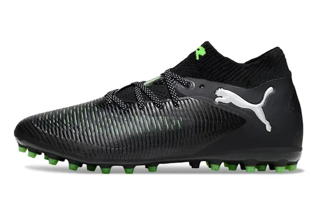 Puma Future Z Black Green Ribbed Synthetic Upper Knit Ankle Collar Firm-Ground Soccer Shoes 7