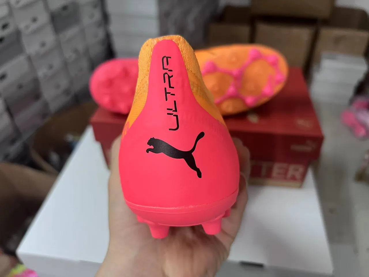 Puma Future Z Faster برتقالي وردي أرض صلبة أحذية كرة القدم 9