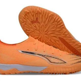 Puma Future Z Orange Silver Low-Cut Knit Upper Textured Synthetic Turf Soccer Shoes