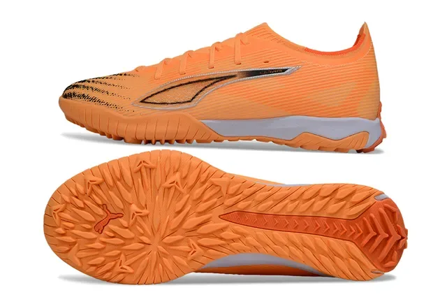 Puma Future Z Orange Silver Low-Cut Knit Upper Textured Synthetic Turf Soccer Shoes 6