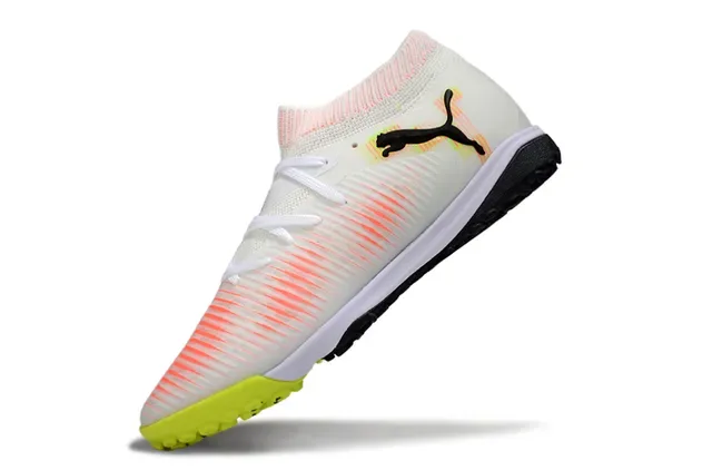 Puma Future Z White Orange Sock-Fit Collar Gradient Stripe Upper Turf Soccer Shoes 3