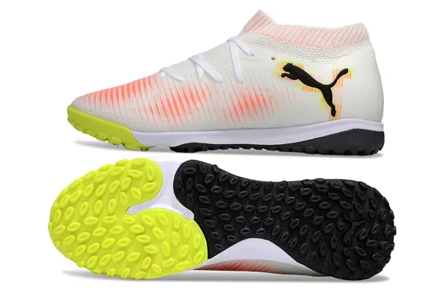 Puma Future Z White Orange Sock-Fit Collar Gradient Stripe Upper Turf Soccer Shoes 6