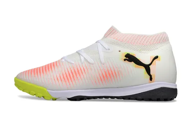 Puma Future Z White Orange Sock-Fit Collar Gradient Stripe Upper Turf Soccer Shoes 7