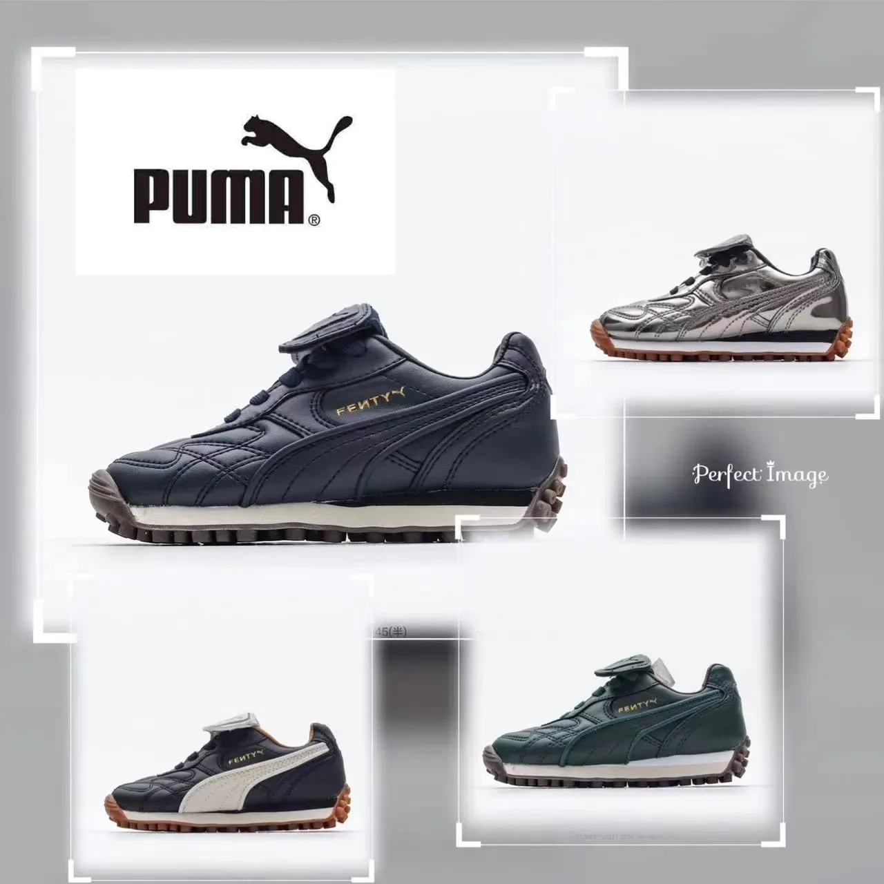 Puma Palermo Preto Dourado parte superior de couro acolchoado T-Toe Cap tênis lifestyle 12