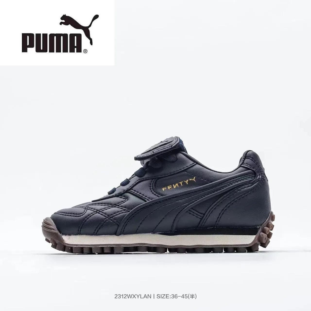 Puma Palermo Preto Dourado parte superior de couro acolchoado T-Toe Cap tênis lifestyle 15