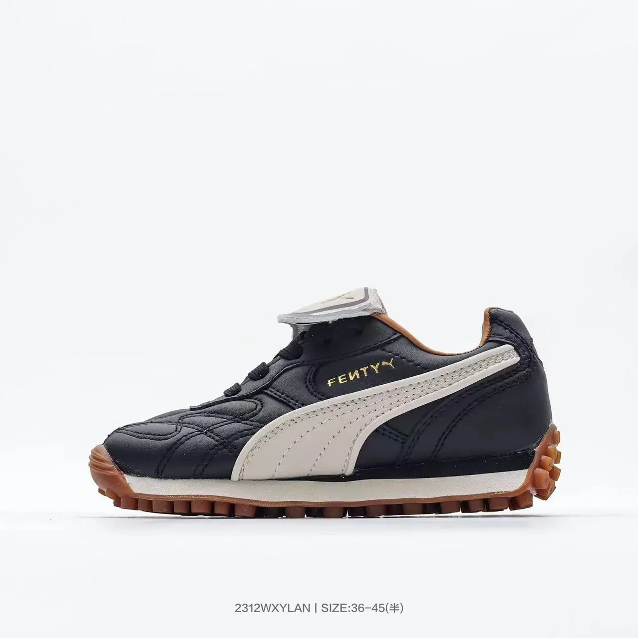 Puma Palermo Preto Dourado parte superior de couro acolchoado T-Toe Cap tênis lifestyle 18