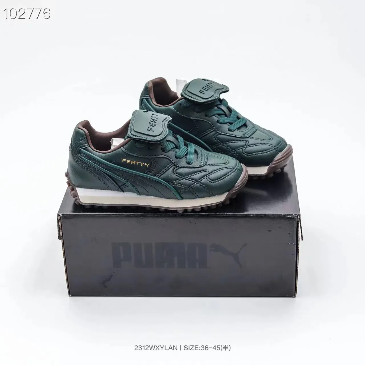 Puma Palermo Preto Dourado parte superior de couro acolchoado T-Toe Cap tênis lifestyle 20