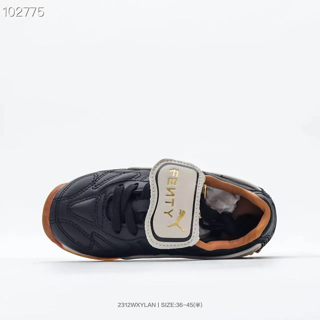 Puma Palermo Preto Dourado parte superior de couro acolchoado T-Toe Cap tênis lifestyle 23