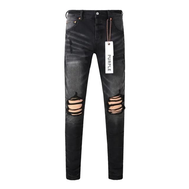 Purple Brand Distressed Black Washed Slim-Fit Jeans 19