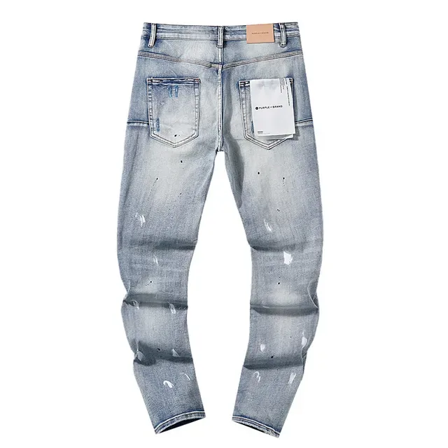 Purple Brand Distressed Light-Wash Paint-Splatter Jeans 3