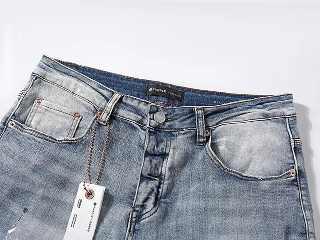 Purple Brand Distressed Light-Wash Paint-Splatter Jeans 4