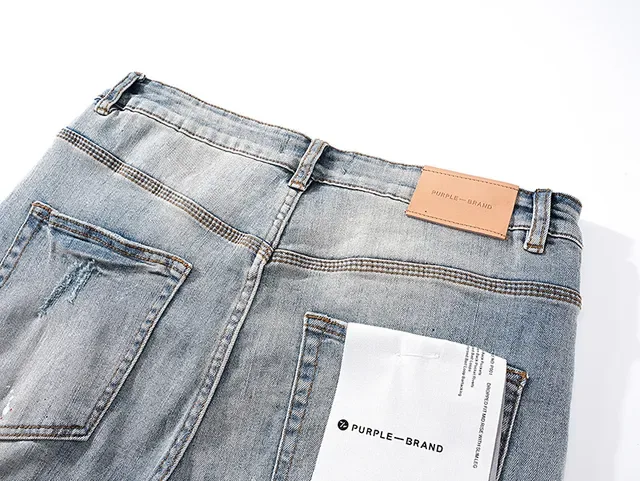 Purple Brand Distressed Paint-Splatter Light-Wash Slim-Fit Jeans 5