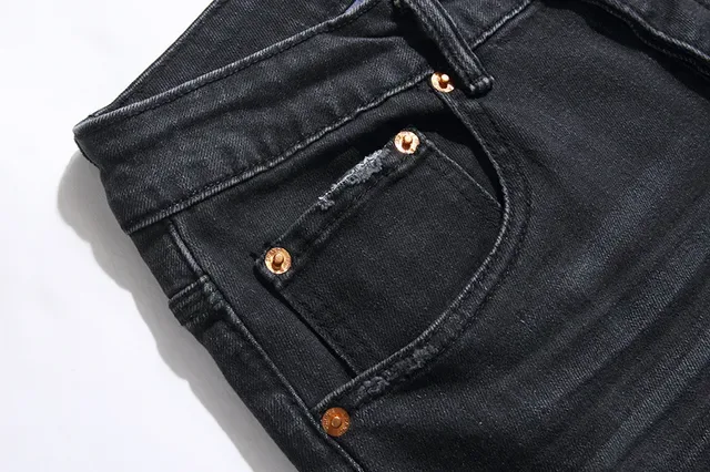 Purple Brand Distressed Slim-Fit Faded Black Jeans 10