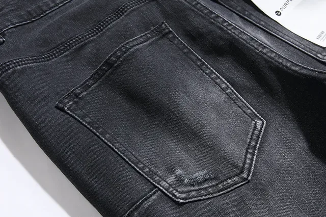 Purple Brand Distressed Slim-Fit Faded Black Jeans 11