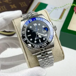 Rolex Black Blue Stainless Steel Case Two-Tone Ceramic Bezel Mechanical Watch