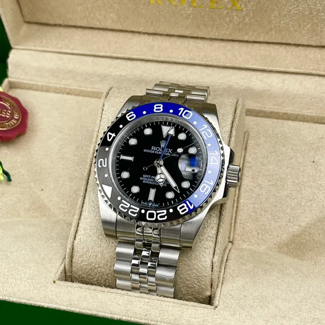 Rolex Black Blue Stainless Steel Case Two-Tone Ceramic Bezel Mechanical Watch 3