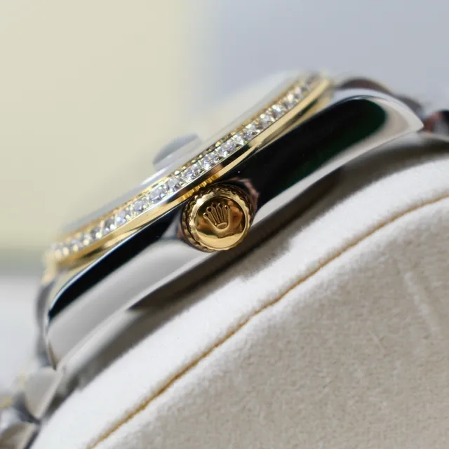 Rolex Datejust Two-Tone Stainless Steel and Gold Diamond Bezel Red Dial Mechanical Watch 5