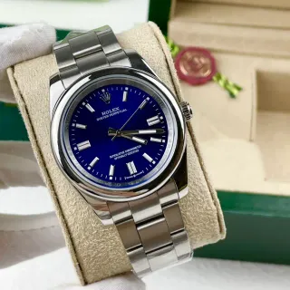 Rolex Oyster Perpetual Blue Dial Stainless Steel Mechanical Watch