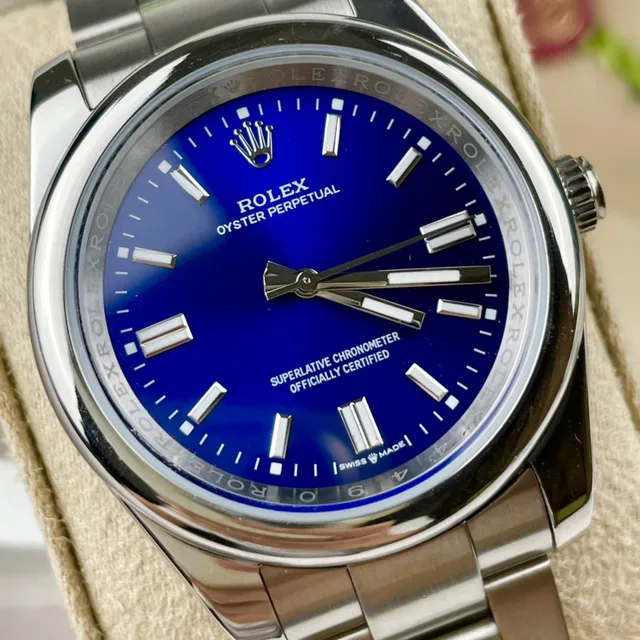 Rolex Oyster Perpetual Blue Dial Stainless Steel Mechanical Watch 4