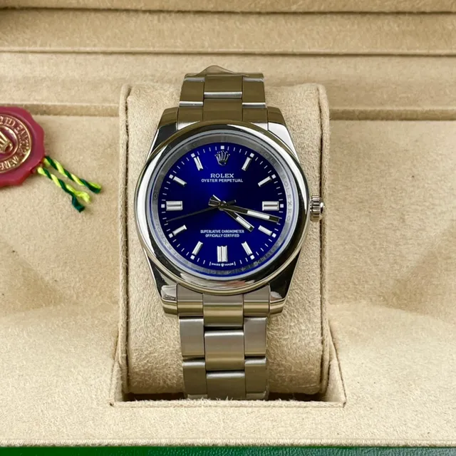Rolex Oyster Perpetual Blue Dial Stainless Steel Mechanical Watch 6