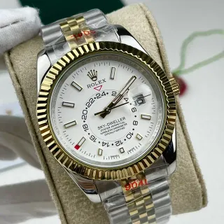 Rolex Sky-Dweller Two-Tone Stainless Steel and Gold White Dial Mechanical Watch