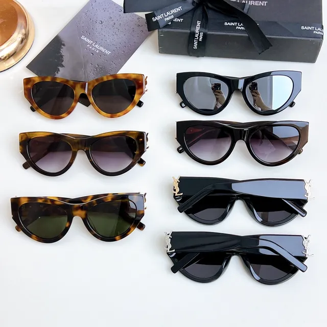 Saint Laurent কালো সিলভার ক্যাট আই সিলুয়েট গ্লসি অ্যাসিটেট সানগ্লাস 2