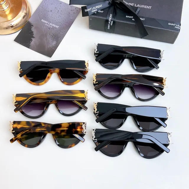 Saint Laurent কালো সিলভার ক্যাট আই সিলুয়েট গ্লসি অ্যাসিটেট সানগ্লাস 3