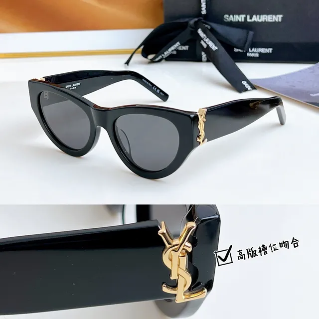 Saint Laurent কালো সিলভার ক্যাট আই সিলুয়েট গ্লসি অ্যাসিটেট সানগ্লাস 7