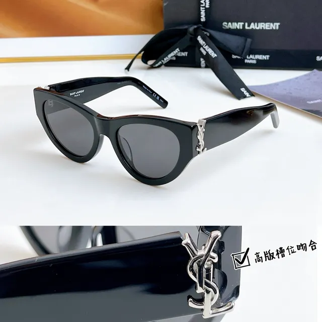 Saint Laurent কালো সিলভার ক্যাট আই সিলুয়েট গ্লসি অ্যাসিটেট সানগ্লাস 8