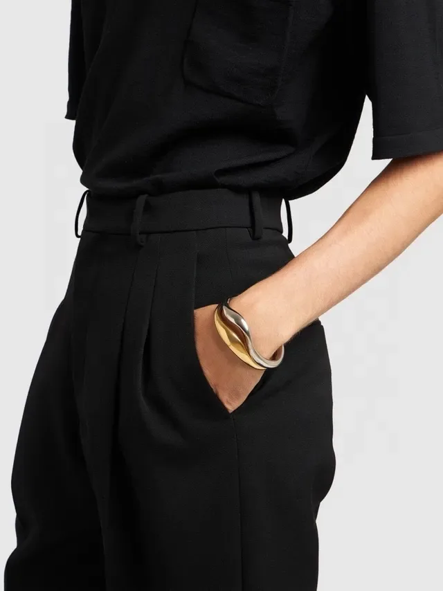 Saint Laurent Bracelets en Or et Argent Polis en Forme de C Ouverts 3