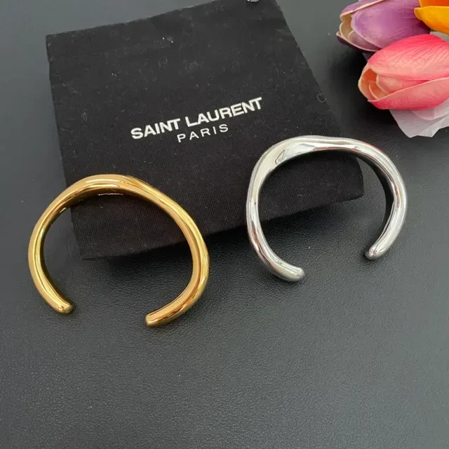Saint Laurent Bracelets en Or et Argent Polis en Forme de C Ouverts 6