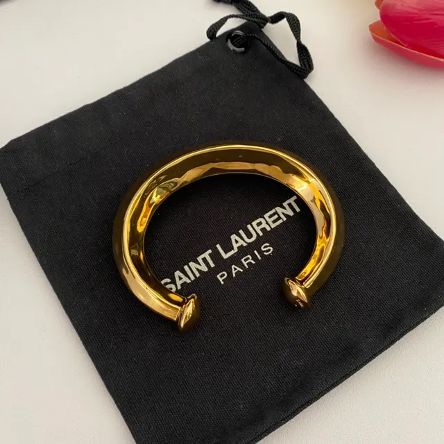 Saint Laurent Bracelet Ouvert Poli en Or 6