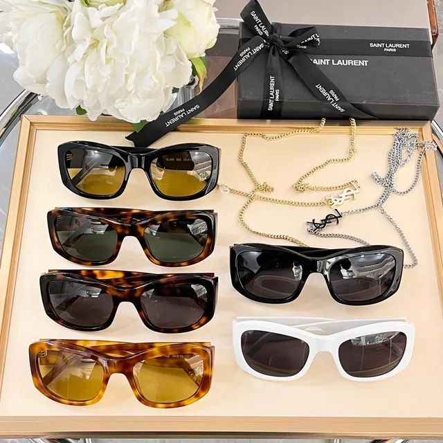 Saint Laurent Loulou Lunettes de soleil oversized acétate noir ambre 4