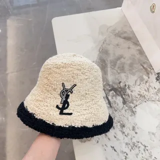 Saint Laurent Monogrammed Bouclé Bucket Hat