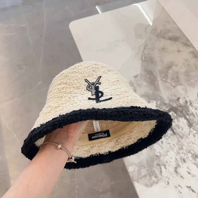 Saint Laurent Monogrammed Bouclé Bucket Hat 3