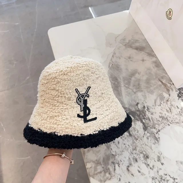 Saint Laurent Monogrammed Bouclé Bucket Hat 6