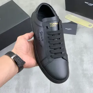 Saint Laurent Niki Black Smooth Leather Upper Embossed Branding Lifestyle Sneakers