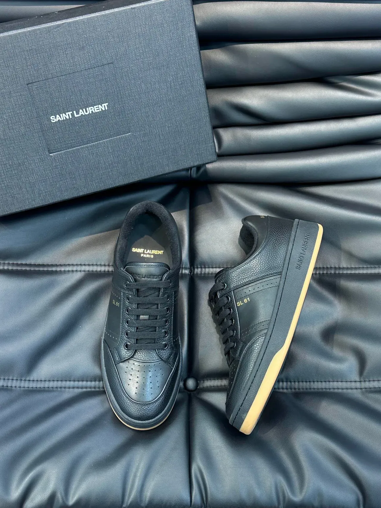 Saint Laurent SL 61 Black Pebbled Leather Lifestyle Sneakers 3