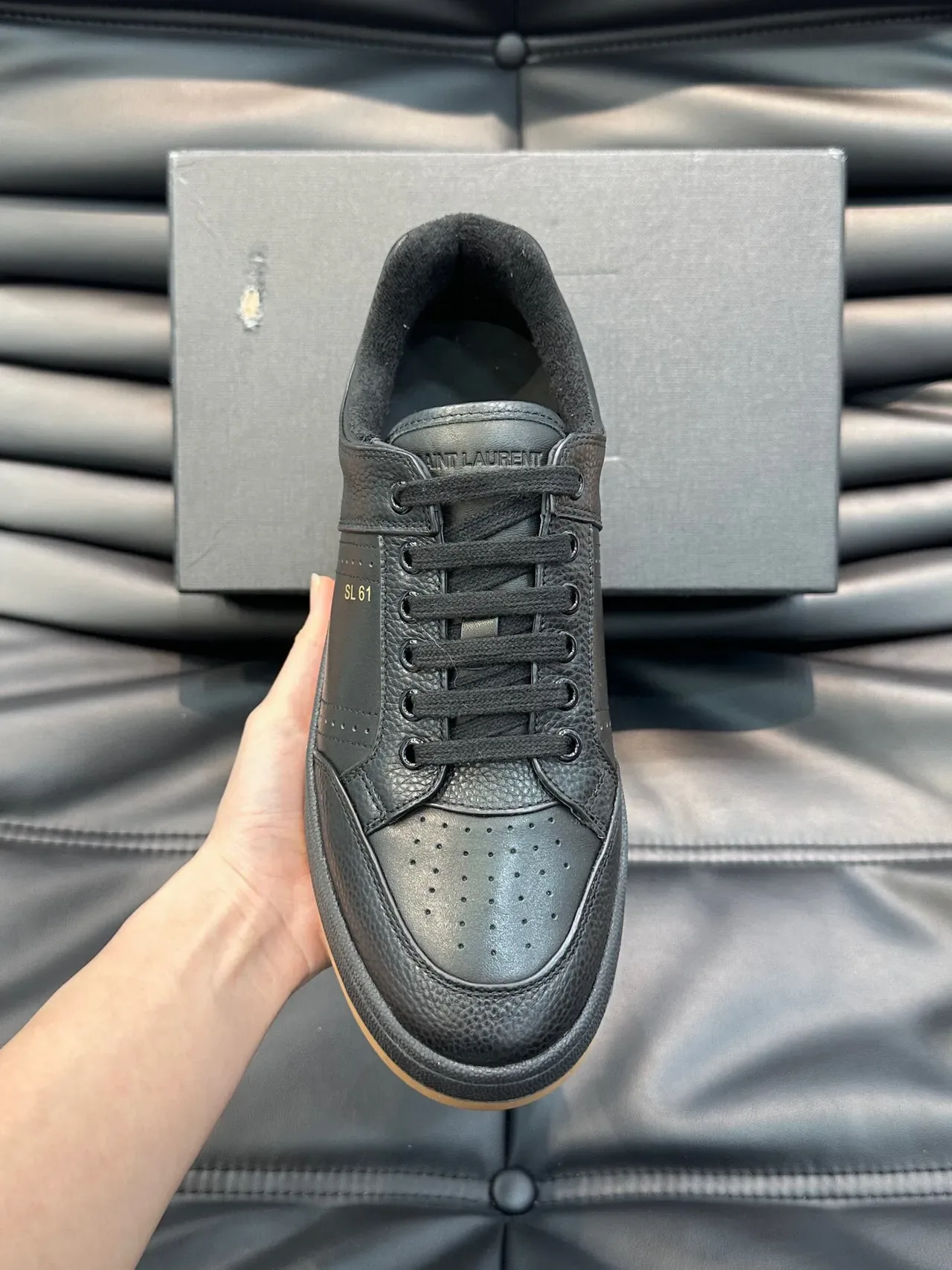 Saint Laurent SL 61 Black Pebbled Leather Lifestyle Sneakers 5