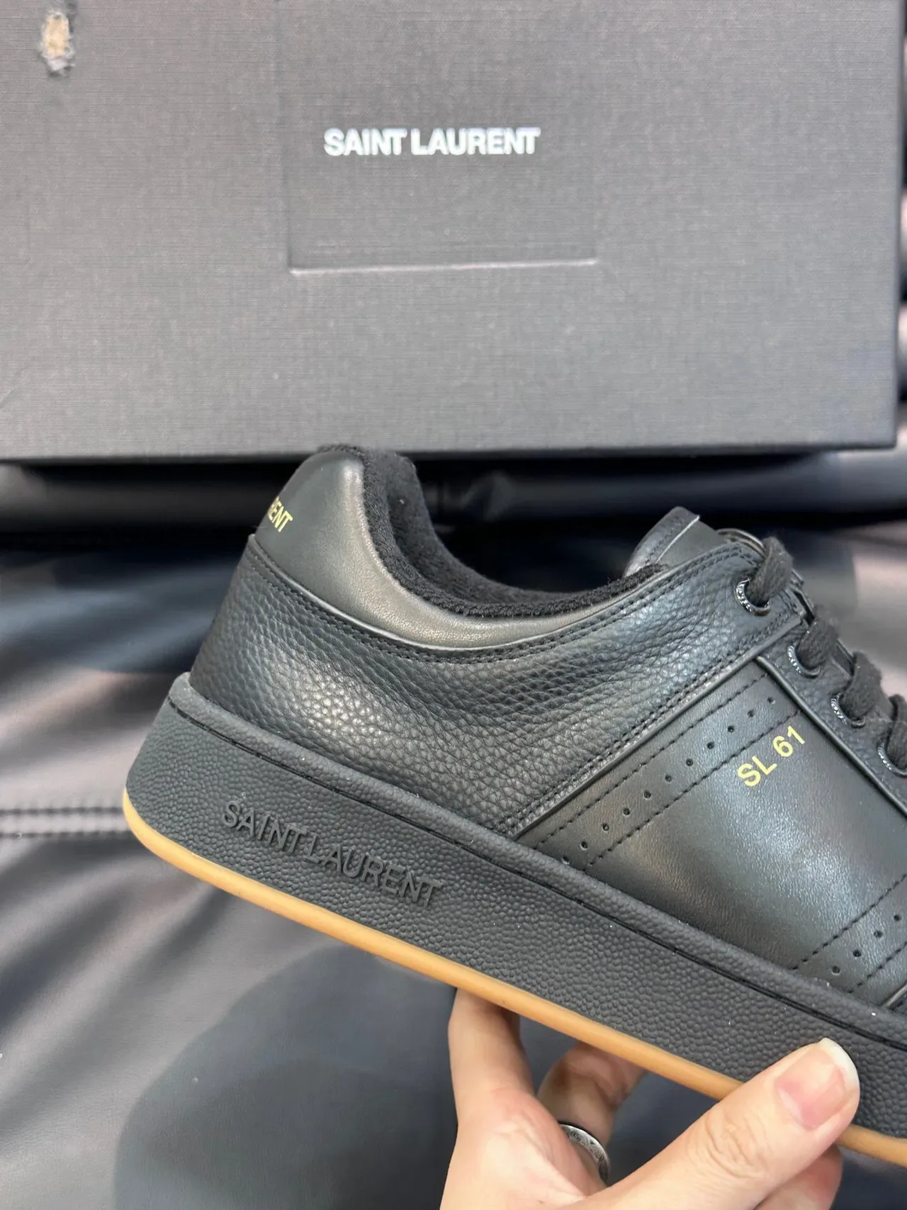 Saint Laurent SL 61 Black Pebbled Leather Lifestyle Sneakers 6