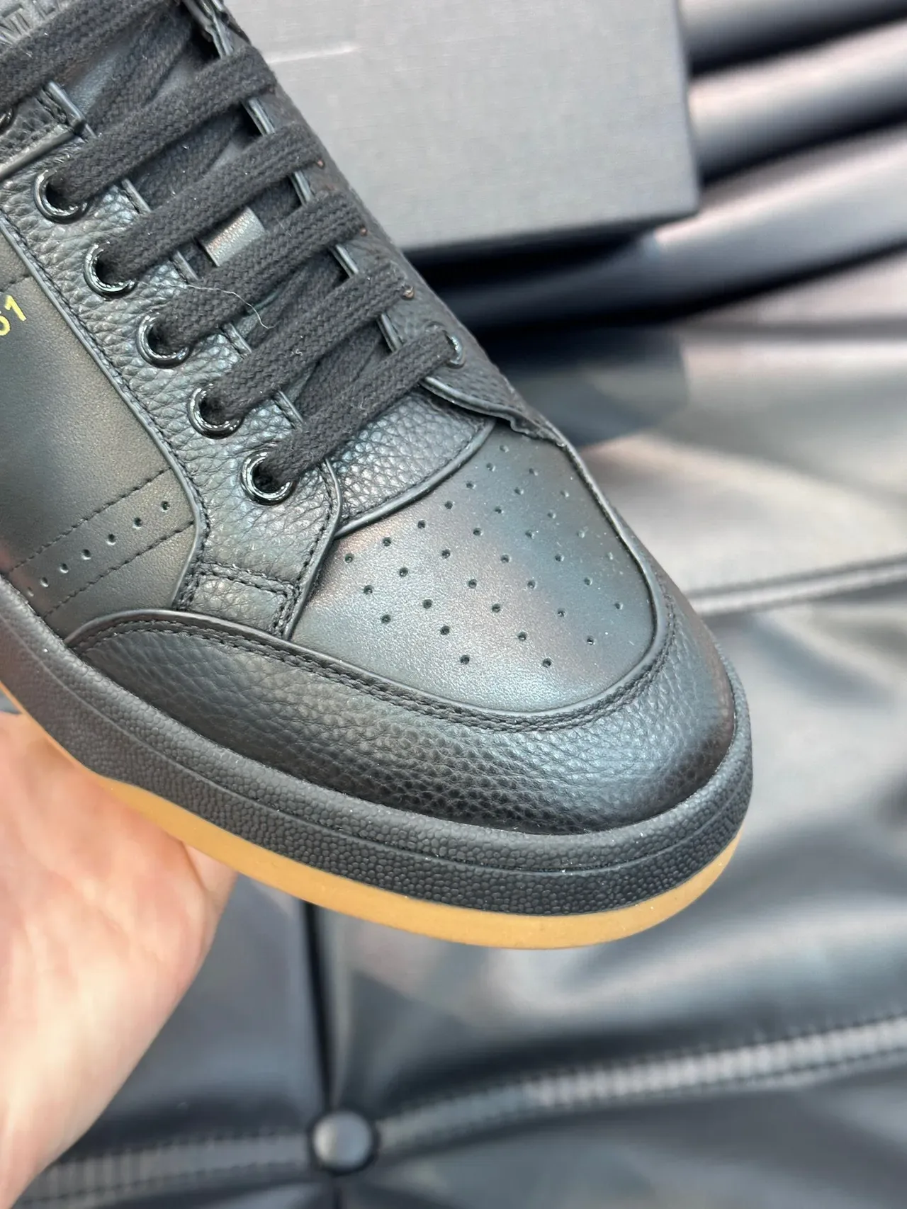 Saint Laurent SL 61 Black Pebbled Leather Lifestyle Sneakers 7