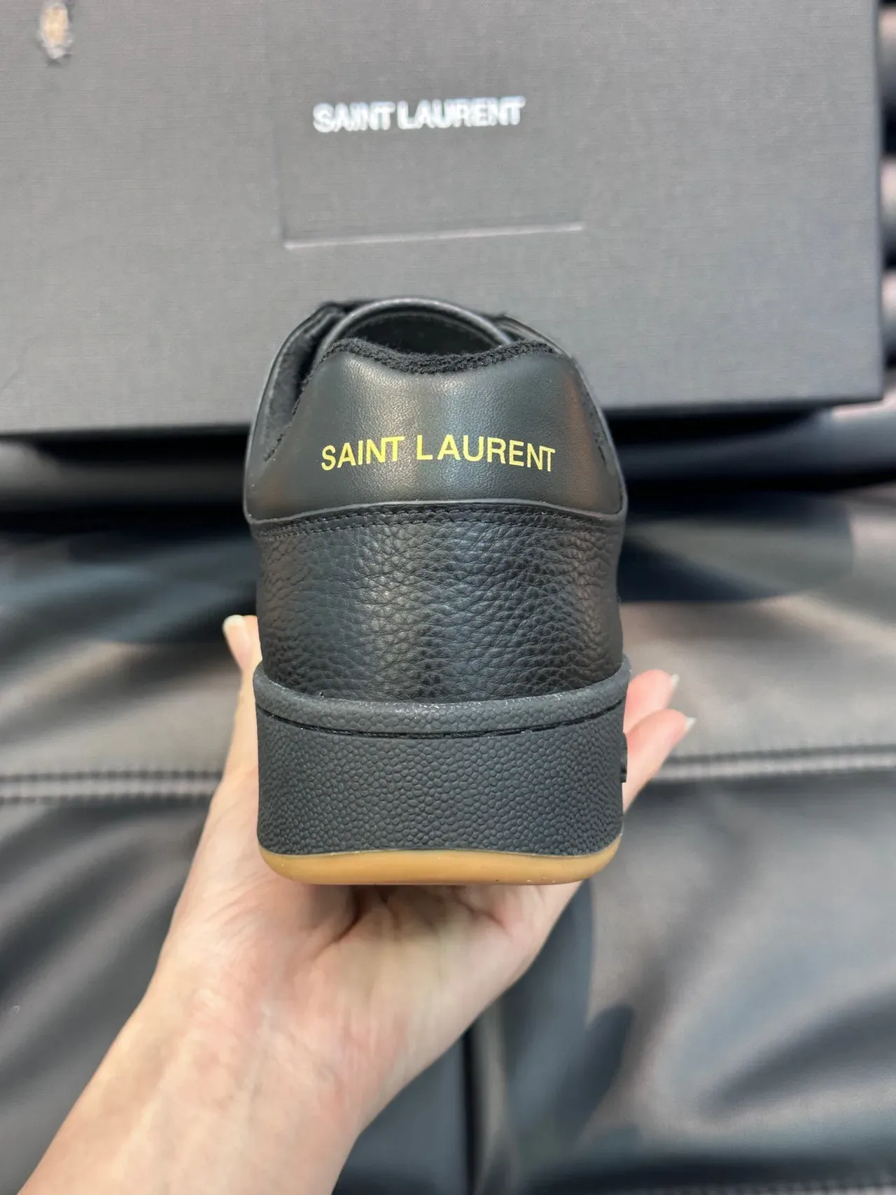 Saint Laurent SL 61 Black Pebbled Leather Lifestyle Sneakers 8
