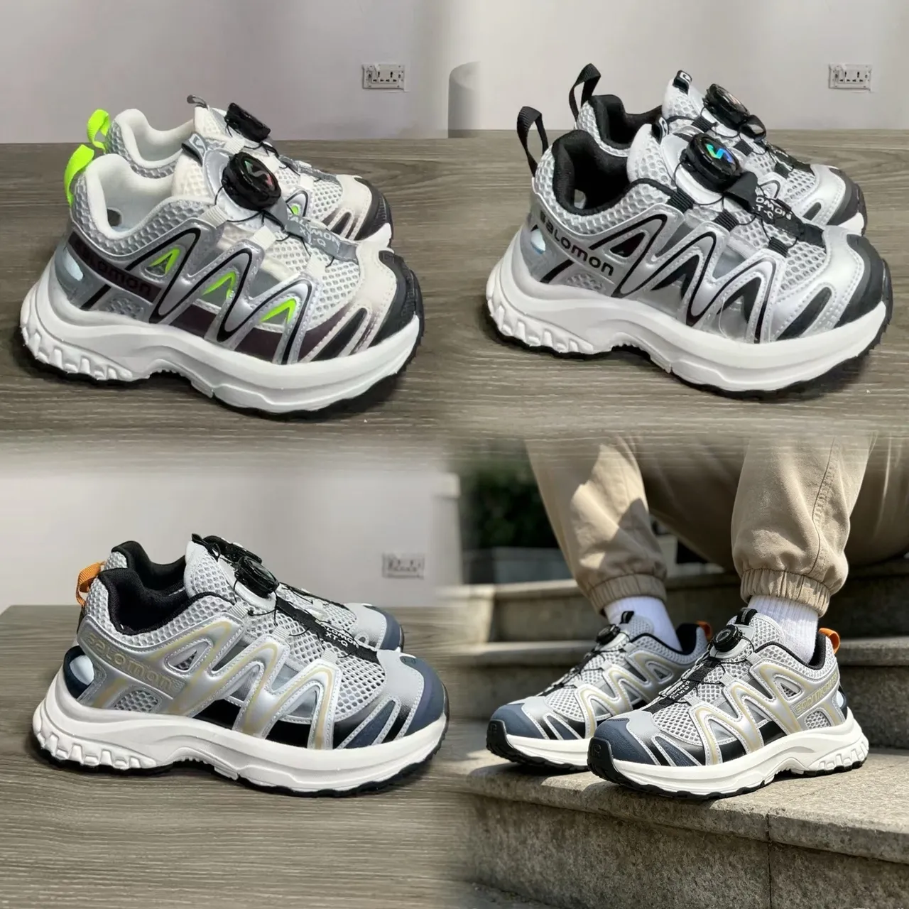 Salomon ACS Pro রূপালি কালো লেবু সবুজ মোটা স্নিকার 3