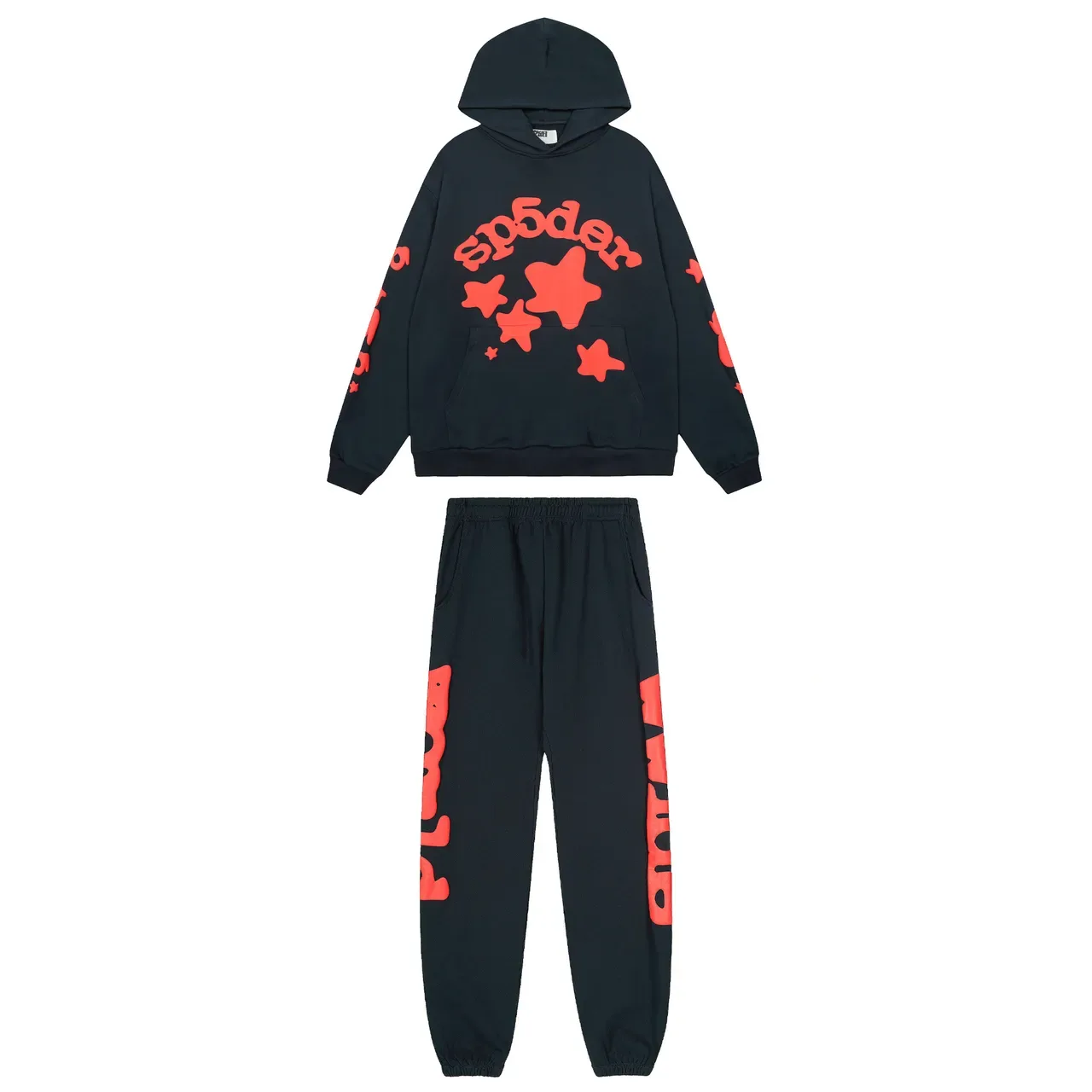 Sp5der Hoodie Oversized Fit Beige Red Gráfico 6
