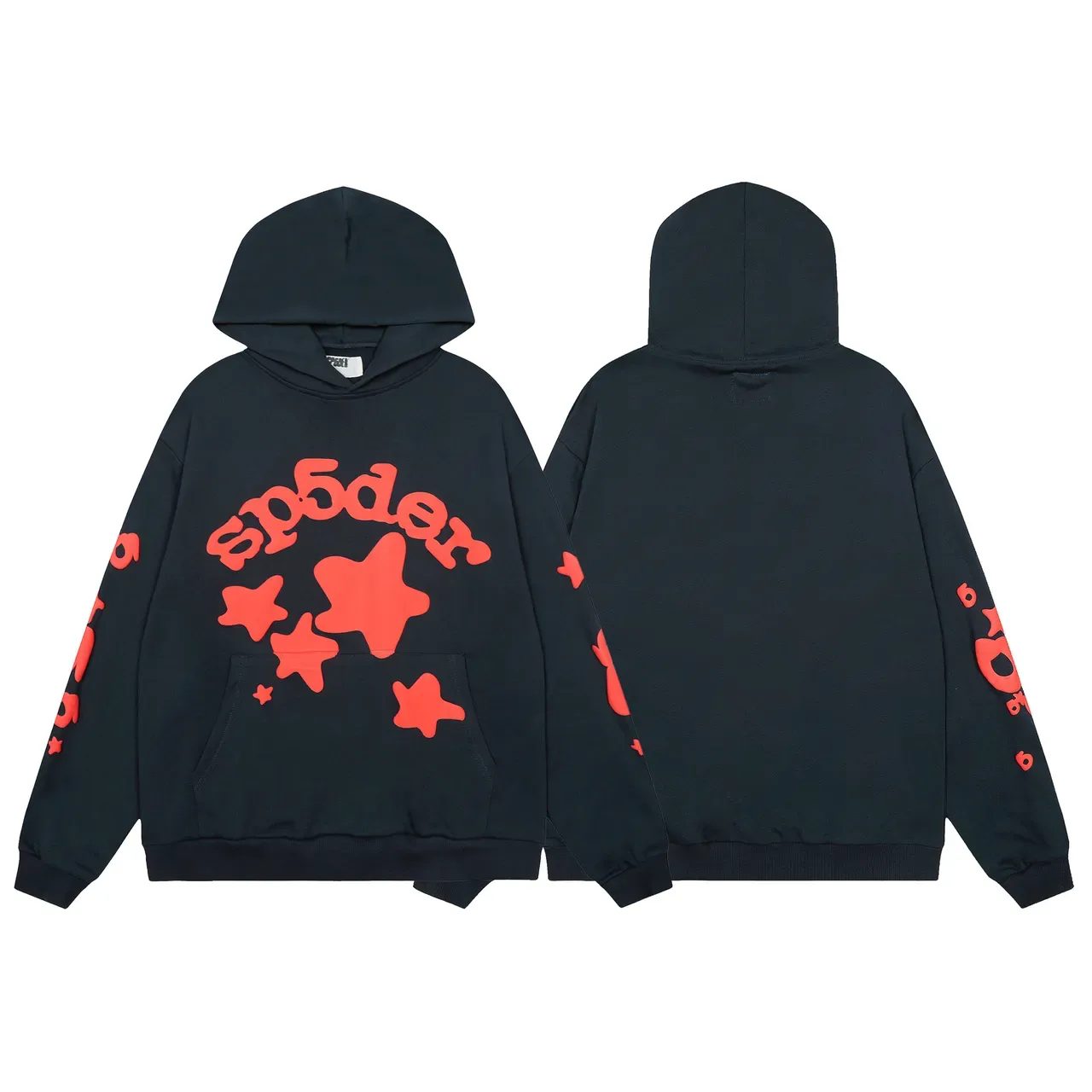 Sp5der Hoodie Oversized Fit Beige Red Gráfico 10