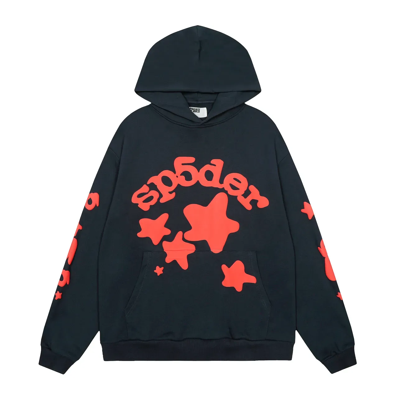 Sp5der Hoodie Oversized Fit Beige Red Gráfico 12