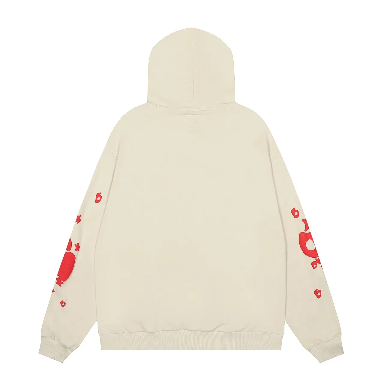 Sp5der Hoodie Oversized Fit Beige Red Gráfico 14